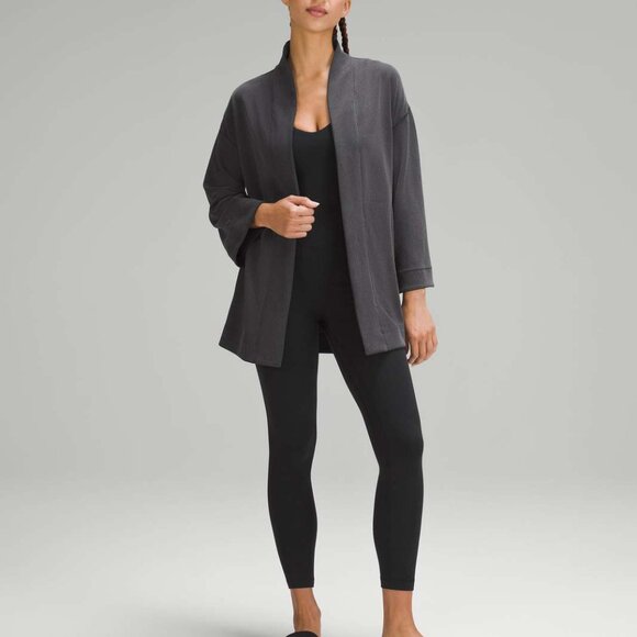 NWT Lululemon Ribbed Softstreme Belted Wrap, Sz 6, BLACK - Picture 4 of 9